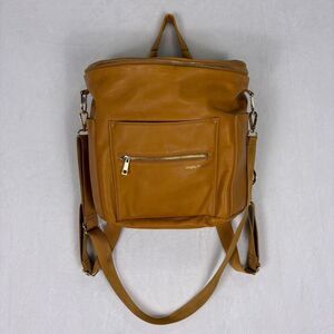 Fawn Design Yellowish Tan Faux Leather Large Backpack
